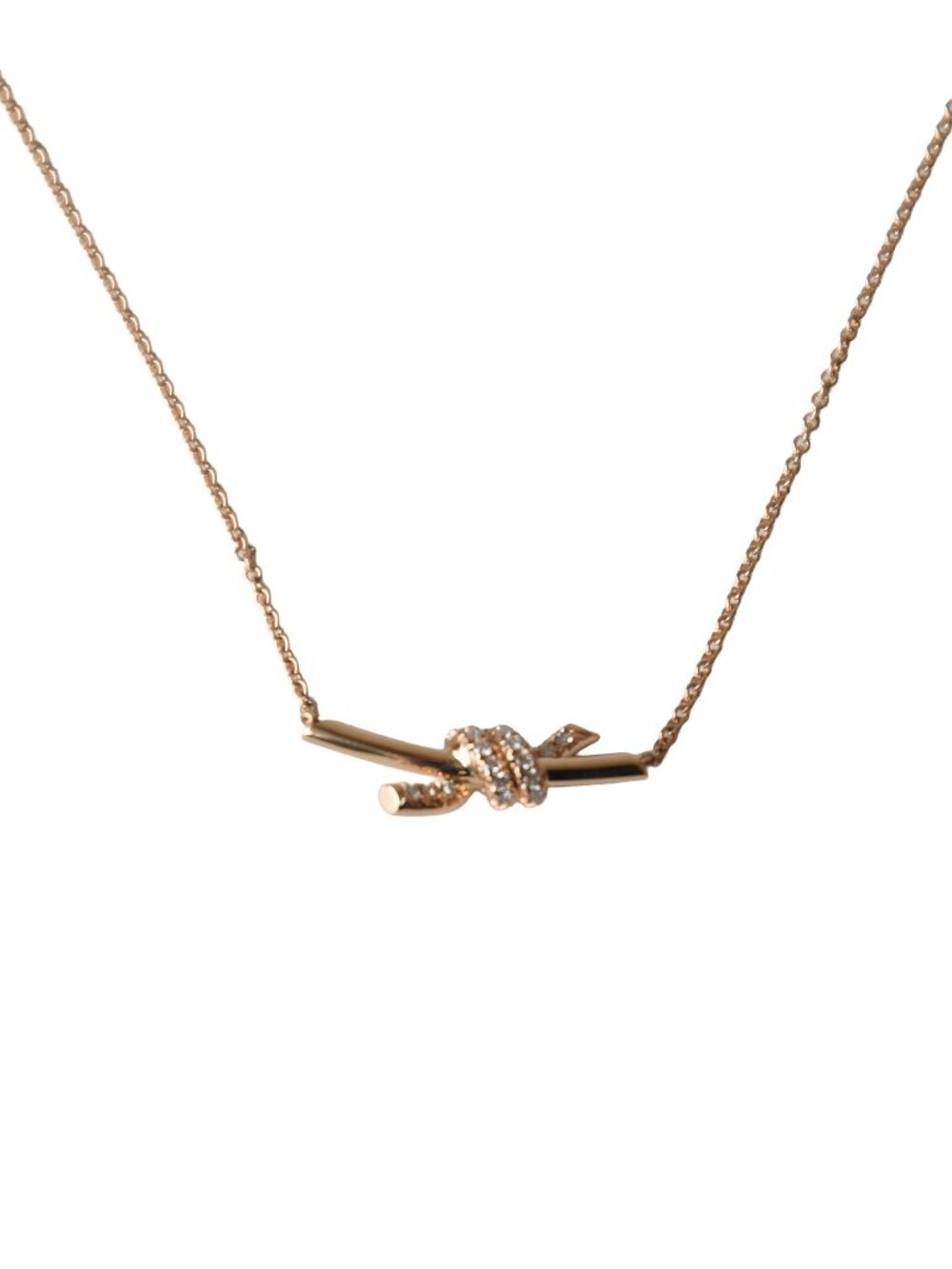 Tiffany Small Knot Pendant Necklace In 18k With Diamonds Rose Gold